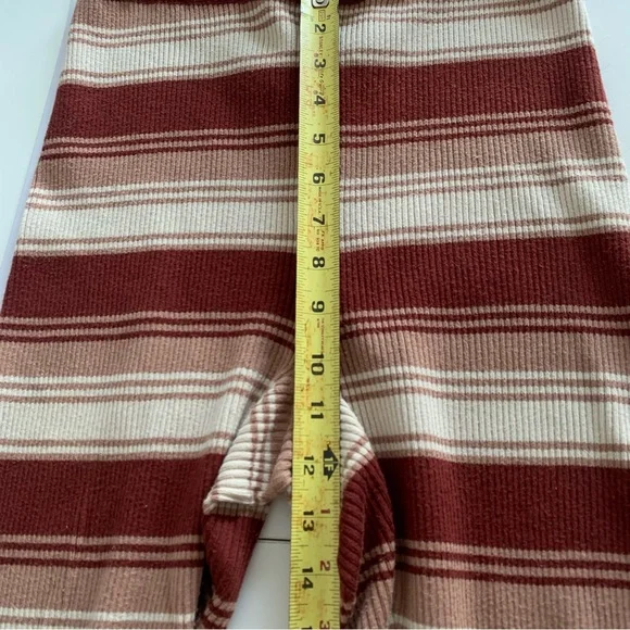 Brown Striped Wide Leg Ribbed Knit Pants Women’s Size Medium Cozy Stretch - Picture 7 of 9